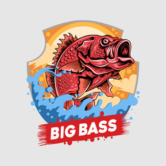 ANGLER FISH RED SNAPPER FISHERMAN BIG BASS ARTWORK VECTOR