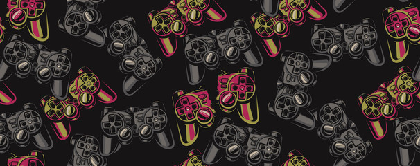 Color seamless pattern on a gaming theme © Natalia