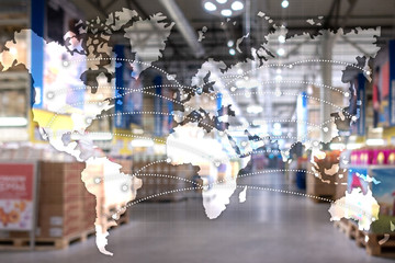Map Global Logistics Partnership. Import Export concept. - obrazy, fototapety, plakaty