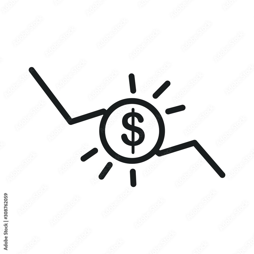 Poster Cost reduction icon template color editable. Dollar Down symbol vector sign isolated on white background. Simple logo vector illustration for graphic and web design.