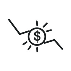 Cost reduction icon template color editable. Dollar Down symbol vector sign isolated on white background. Simple logo vector illustration for graphic and web design.
