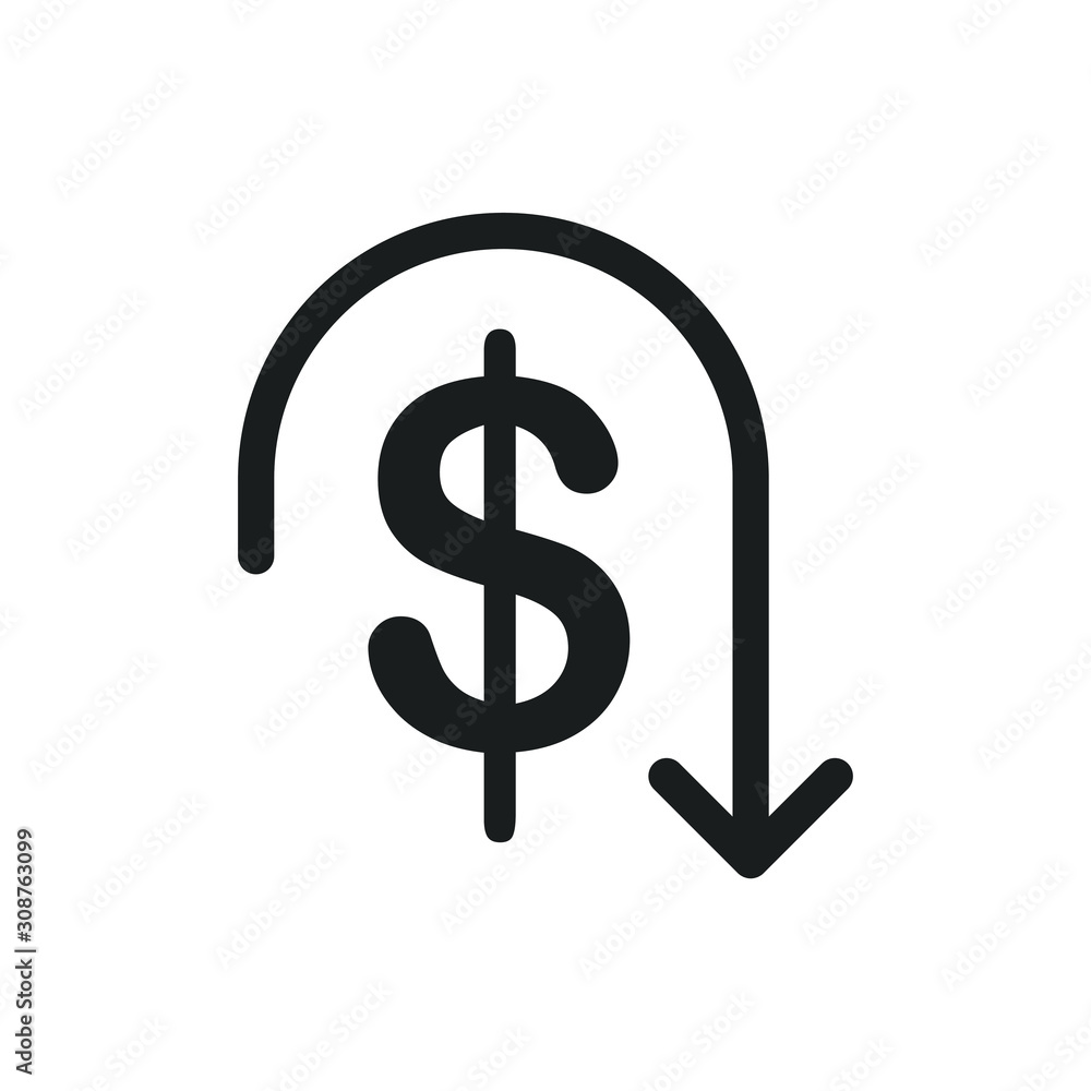 Poster Cost reduction icon template color editable. Dollar Down symbol vector sign isolated on white background. Simple logo vector illustration for graphic and web design.