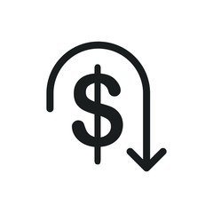 Cost reduction icon template color editable. Dollar Down symbol vector sign isolated on white background. Simple logo vector illustration for graphic and web design.