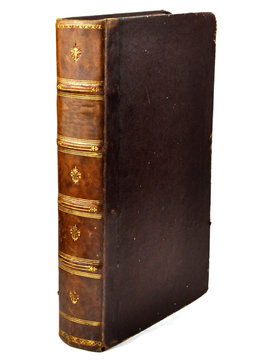 Isolated White Background, Antique Book Side View.