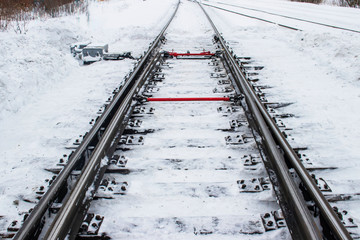Fototapeta na wymiar Railroad tracks in winter.