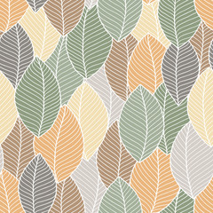 Soft seamless pattern of leaves.