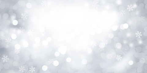 white and gray Christmas light with snowflake bokeh background, Winter backdrop wallpaper.