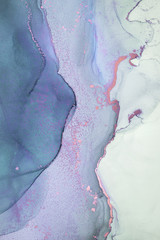 Alcohol ink sea texture. Contemporary art. Abstract art background. Multicolored bright texture. Fragment of artwork. Modern art. Inspired by the sky, as well as steam and smoke. Trendy wallpaper.