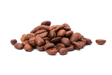 Coffee beans isolated on a white background area for copy space.