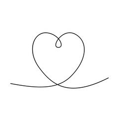 Continuous one line love heart. Love Day, 14 February. Vector.