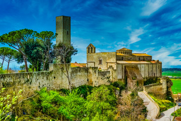 View of Tarquinia Etruscan city Tuscany Italy