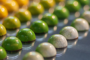 Chocolate, sweets of various shapes and colors. Swiss chocolate.