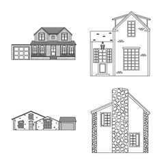 Vector illustration of building and front logo. Collection of building and roof stock symbol for web.