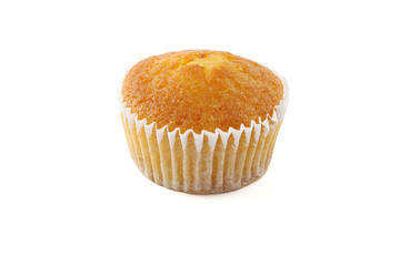 Banana cup cake isolated on white background with clipping path