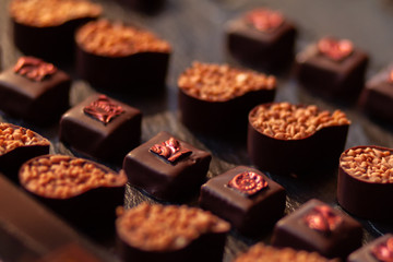 Chocolate, sweets of various shapes and colors. Swiss chocolate.