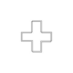 Continuous one line medical cross. Stock illustration.