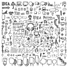 Set of Business Drawing illustration Hand drawn doodle Sketch line vector eps10