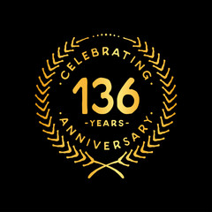 136 years design template. 136th vector and illustration.