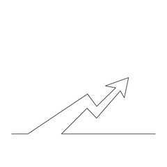 Continuous one line arrow go up. Vector illustration.