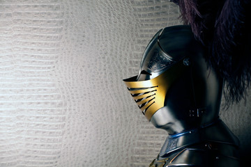 knight steel helmet lamp background 