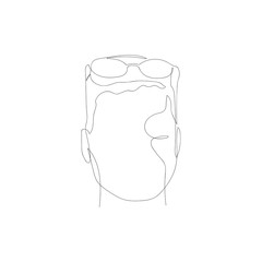 Continuous one line man with glasses. Vector illustration.