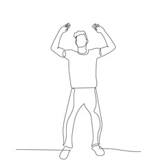 Continuous one line dancing man relaxes. Vector .