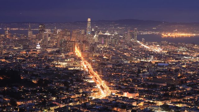 Looping day to night timelapse of San Francisco, California, United States 4K
