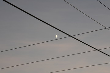 Moon Through Power Lines