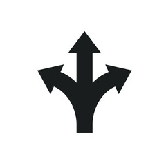 three-way direction arrow icon template color editable. three-way direction arrow symbol vector sign isolated on white background. Simple logo vector illustration for graphic and web design.