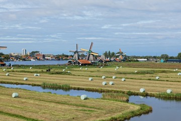 Fototapeta premium Dutch windmills in Netherlands closeup footage