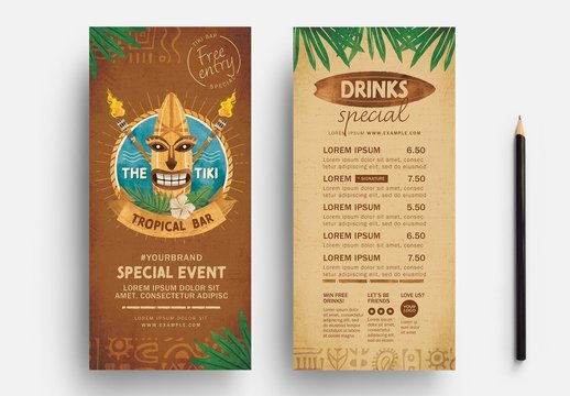 Tiki Drinks List Flyer Layout