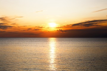 Dramatic sky at sunset near the sea