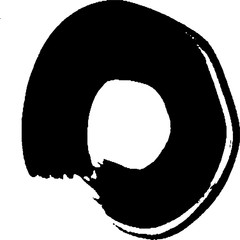 Brushstroke in a circle with black paint isolated on a white background