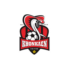 Football Badge Logo Icon with Snake and Ball Illustration