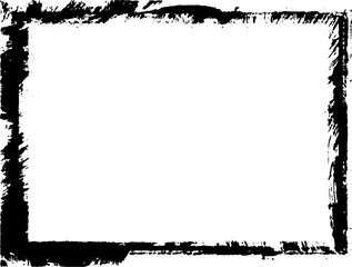 Black frame hand drawn on white background. Paint strokes with a dry brush