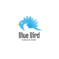 Blue Bird Logo Design, Cute Bird Illustration