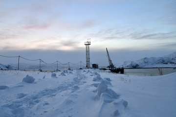types of technical buildings in the bay in the Russian Arctic