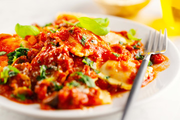 Closeup of tasty italian ravioli