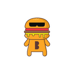 Burger character vector illustration design suitable for logos, icons and mascots