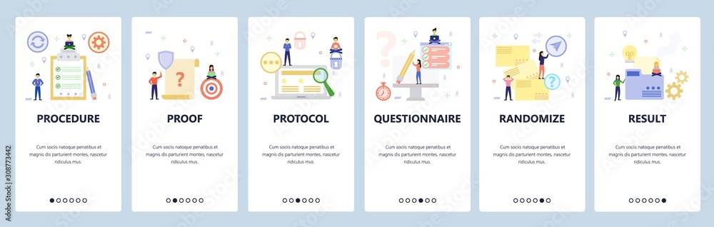 Aufkleber mobile app onboarding screens. computer folder, mail envelopes, sign contract. menu vector banner te