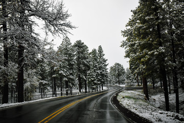 snowy grand canyon road
