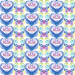 Fototapeta premium Abstract geometric watercolor background of multicolored hearts pattern