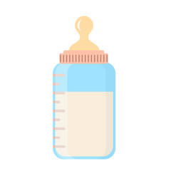Baby milk bottle in cartoon flat style on white, stock vector illustration