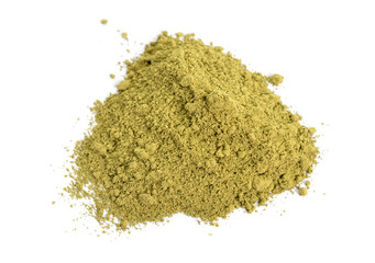 Henna powder. plant Lawsonia inermis. Isolated on white background