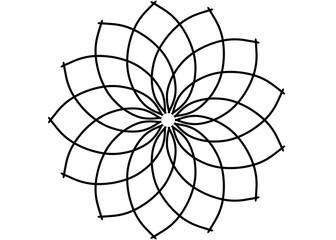 Obraz premium New ink Abstract circle pattern mandala flower floral petal stack. zentangl spirograph modern circular pattern geometric tribal lace motif black white. single art mehendi. Digital textile frame stamp