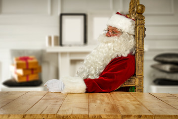Obraz premium Santa Claus in home interior and free space for your decoration. 
