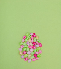 easter eggs on the background, flatlay, Easter composition