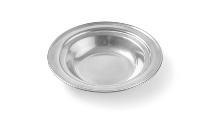 Stainless plate on white background.