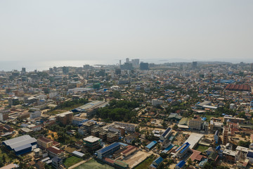 Obraz premium Sihanoukville city in summer Cambodia drone shot