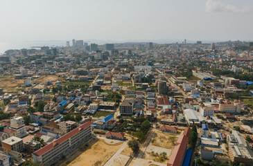 Obraz premium Sihanoukville city in summer Cambodia drone shot
